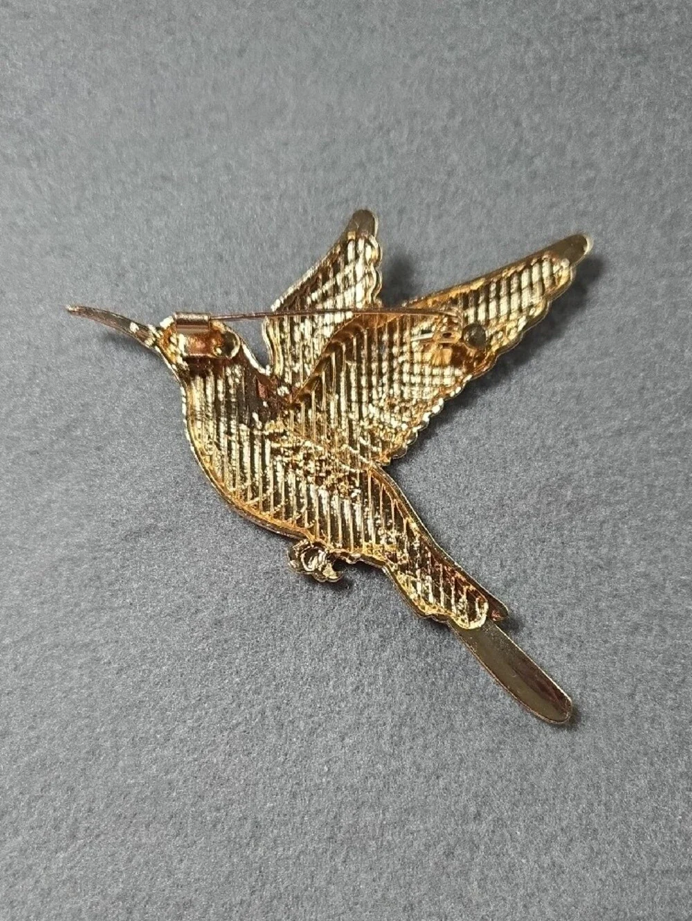 Blue and White Hummingbird Enamel Brooch